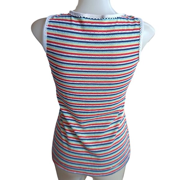 Vintage Womens Small Tank Top 1970's Disco Single Stitch Striped Buttery Scoop - Picture 5 of 6